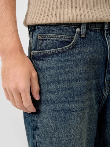 Q/S by s.Oliver Pantaloni scurti de blug barbati, din bumbac, cu talie medie, Loose fit, Albastru inchis - Img 3