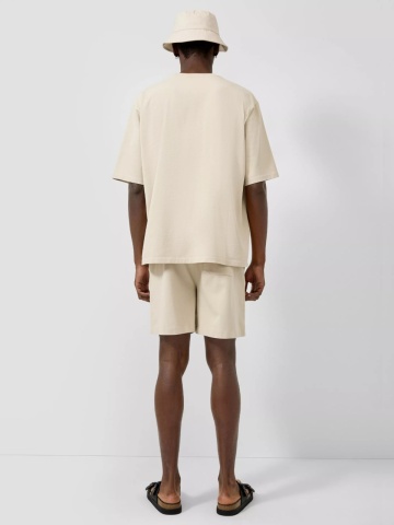 Q/S by s.Oliver Pantaloni scurti de trening barbati, din jerseu gros, cu talie medie, Regular fit, Crem - Img 5