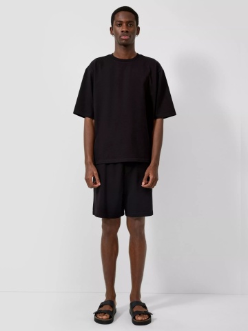 Q/S by s.Oliver Pantaloni scurti de trening barbati, din jerseu gros, cu talie medie, Regular fit, Negru - Img 6