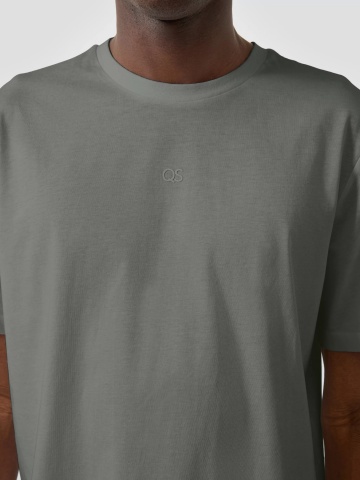Q/S by s.Oliver Tricou barbati, la baza gatului, din bumbac, Regular Fit, Gri - Img 3