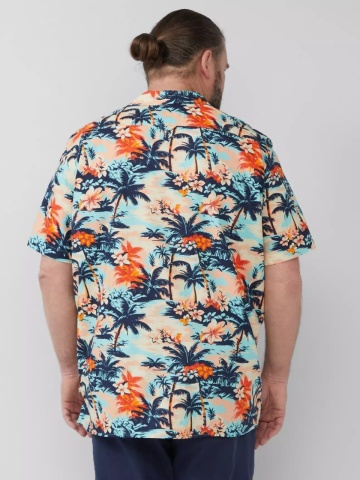 s.Oliver Big Sizes Camasa barbati big sizes cu maneca scurta si imprimeu tropical, Regular fit, Multicolor - Img 2