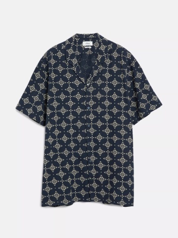 s.Oliver Big Sizes Camasa barbati big sizes, din bumbac, cu imprimeu, Resort fit, Bleumarin inchis