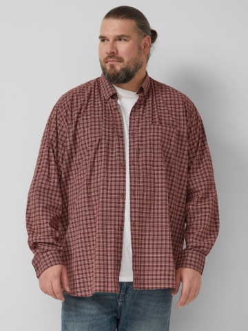 s.Oliver Big Sizes Camasa casual, barbati big sizes, cu imprimeu in carouri, Regular fit, Rosu