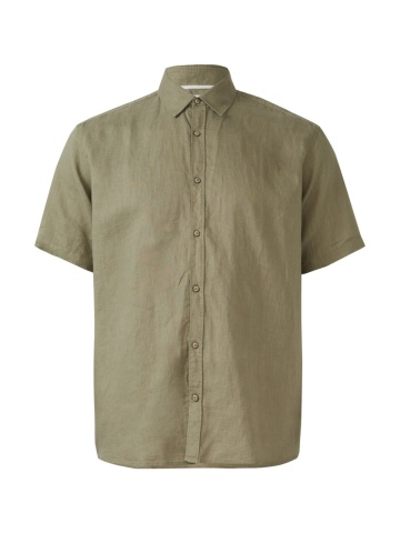 s.Oliver Big Sizes Camasa din 100% in, barbati big sizes, Regular fit, Olive - Img 6
