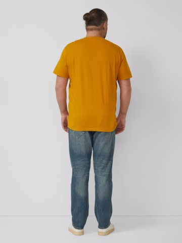 s.Oliver Big Sizes Tricou barbati big sizes cu decolteu la baza gatului, 100% bumbac, Galben inchis - Img 6