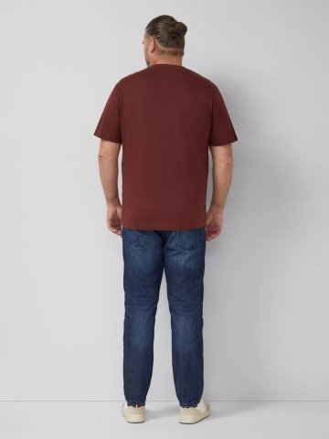 s.Oliver Big Sizes Tricou barbati big sizes, cu decolteu la baza gatului si imprimeu cu text, Rosu inchis - Img 6