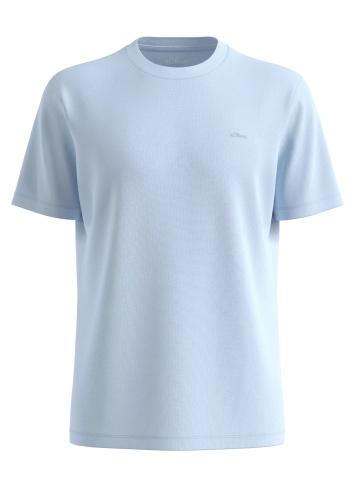 s.Oliver Big Sizes Tricou barbati big sizes cu decolteu la baza gatului, din bumbac, Albastru deschis