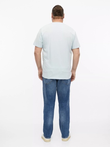 s.Oliver Big Sizes Tricou barbati big sizes cu decolteu la baza gatului, din bumbac, Albastru deschis - Img 2