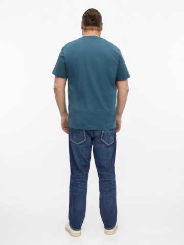 s.Oliver Big Sizes Tricou barbati big sizes cu decolteu la baza gatului, din bumbac, Albastru - Img 2