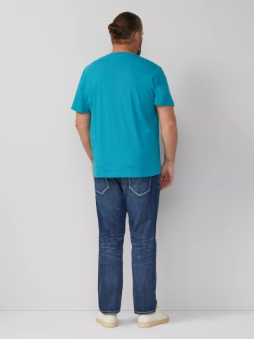 s.Oliver Big Sizes Tricou barbati big sizes, cu decolteu la baza gatului, din bumbac, Turcoaz - Img 6