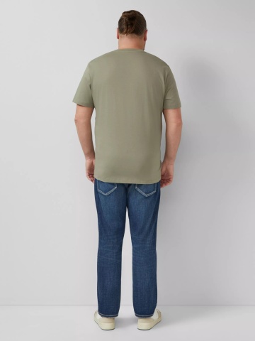 s.Oliver Big Sizes Tricou barbati big sizes, din bumbac, cu decolteu la baza gatului, Olive - Img 2