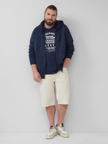 s.Oliver Big Sizes Tricou barbati big sizes din bumbac cu imprimeu text, Bleumarin inchis - Img 5