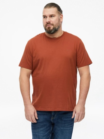 s.Oliver Big Sizes Tricou cu decolteu la baza gatului, barbati big sizes, din bumbac, Regular fit, Maro