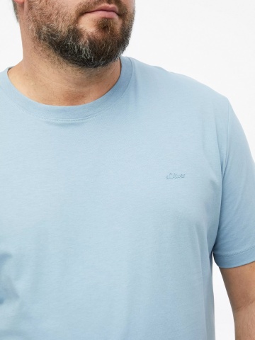 s.Oliver Big Sizes Tricou cu decolteu la baza gatului, barbati big sizes, din bumbac, Regular fit, Albastru - Img 4