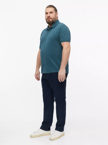 s.Oliver Big Sizes Tricou polo barbati big sizes, din piqué de bumbac, Verde inchis - Img 5