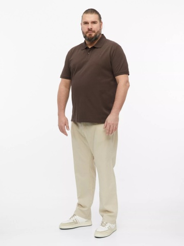 s.Oliver Big Sizes Tricou polo barbati big sizes, din piqué de bumbac, Maro inchis - Img 5