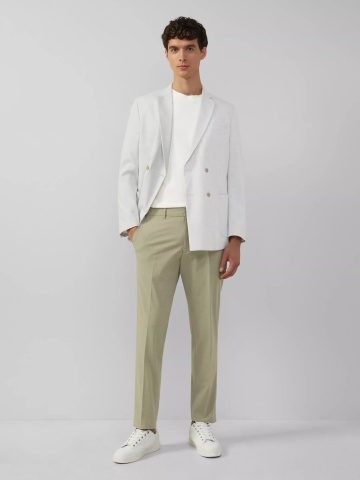 s.Oliver BLACK LABEL Pantaloni costum barbati, Slim fit, Verde masliniu - Img 8