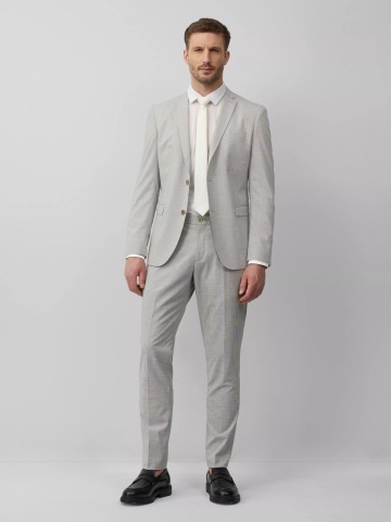 s.Oliver BLACK LABEL Sacou elegant barbati, croiala Slim fit, Gri deschis - Img 5