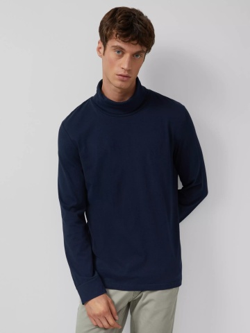 s.Oliver Bluza barbati, cu guler si croiala Regular Fit, Bleumarin inchis