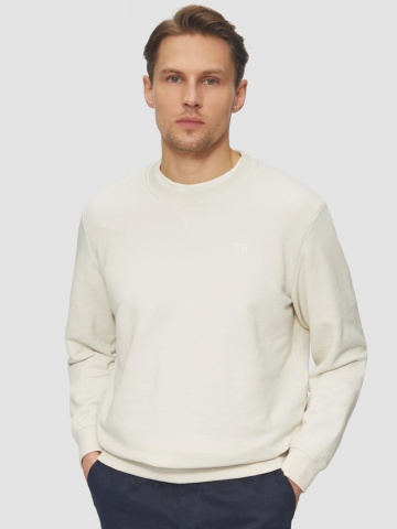 s.Oliver Bluza simpla barbati din amestec de bumbac si viscoza, Regular fit, Crem