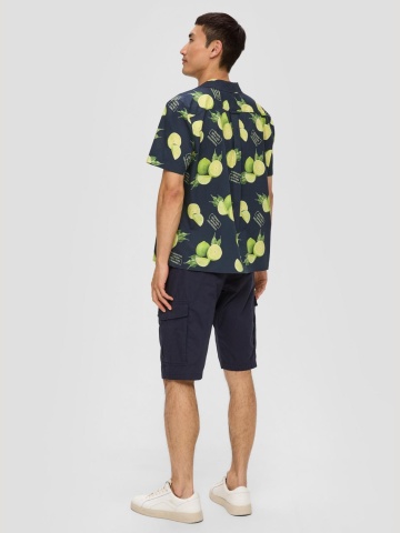 s.Oliver Camasa barbati cu maneca scurta, imprimeu cu lime, Regular fit, Bleumarin inchis - Img 5