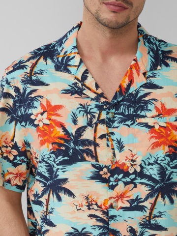 s.Oliver Camasa barbati cu maneca scurta si imprimeu tropical, Regular fit, Multicolor - Img 3