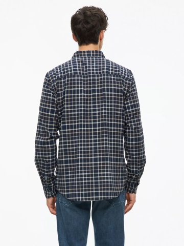 s.Oliver Camasa barbati, in carouri, din amestec de bumbac, Slim fit, Bleumarin inchis - Img 2