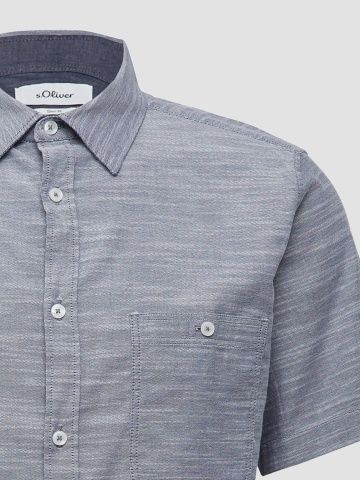 s.Oliver Camasa cu maneca scurta barbati, din amestec de bumbac, croiala Slim Fit, Gri inchis - Img 7