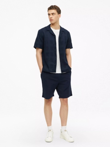 s.Oliver Pantaloni scurti barbati, din bumbac, Relaxed fit, Straight leg, Detroit, Bleumarin inchis - Img 4