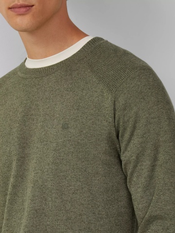 s.Oliver Pulover tricotat barbati cu guler rotund si maneci raglan, Verde inchis - Img 3