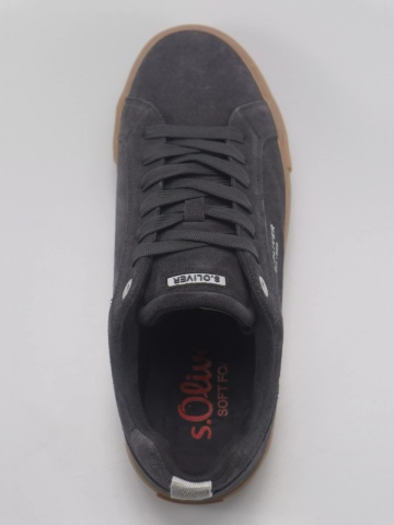 s.Oliver Sneakers barbati cu siret, din piele naturala, intoarsa, Gri inchis - Img 2