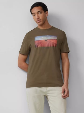 s.Oliver Tricou barbati cu imprimeu foto, Regular fit, Maro