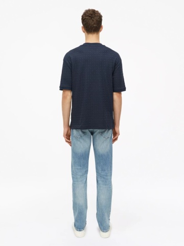 s.Oliver Tricou barbati, din amestec de bumbac, Relaxed fit, Bleumarin inchis - Img 5