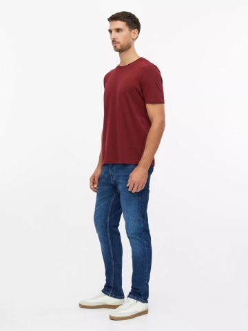 s.Oliver Tricou barbati din bumbac, cu decolteu la baza gatului, Regular fit, Bordeaux - Img 3