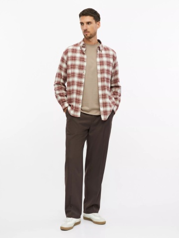 s.Oliver Tricou barbati din bumbac, cu decolteu la baza gatului, Regular fit, Maro deschis - Img 4