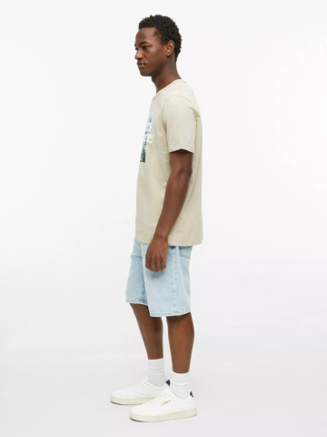 s.Oliver Tricou barbati din bumbac, cu imprimeu foto, Regular fit, Bej - Img 6