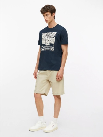 s.Oliver Tricou barbati, din bumbac, cu imprimeu frontal, Bleumarin inchis - Img 4