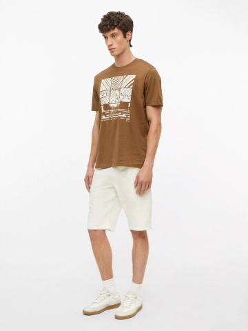 s.Oliver Tricou barbati, din bumbac, cu imprimeu frontal, Maro - Img 4