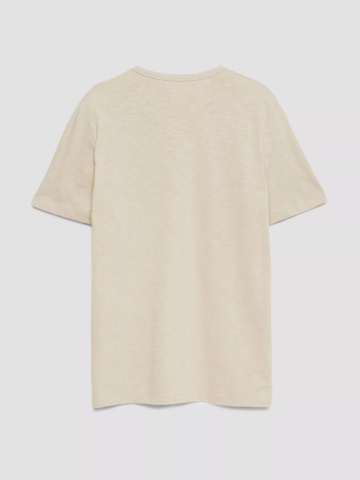 s.Oliver Tricou barbati din bumbac, cu imprimeu, Regular fit, Bej - Img 6
