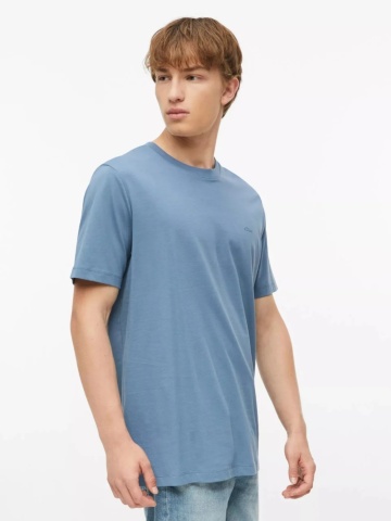 s.Oliver Tricou barbati, din bumbac, la baza gatului, Regular fit, Albastru - Img 4