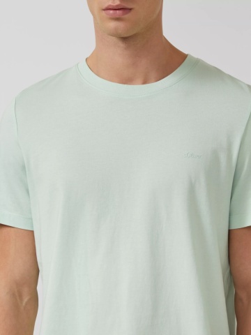 s.Oliver Tricou barbati din bumbac, Regular fit, Verde deschis - Img 3