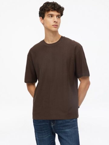 s.Oliver Tricou barbati, la baza gatului, din bumbac, Relaxed Fit, Maro inchis