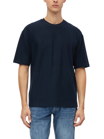 s.Oliver Tricou barbati, la baza gatului, din bumbac, Relaxed Fit, Bleumarin inchis