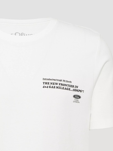 s.Oliver Tricou barbati la baza gatului, Regular fit, cu imprimeu Ford®, Alb - Img 7