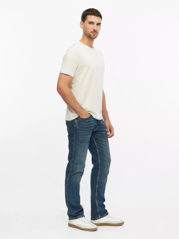 s.Oliver Tricou cu decolteu la baza gatului, barbati, din bumbac, Regular fit, Bej deschis - Img 5