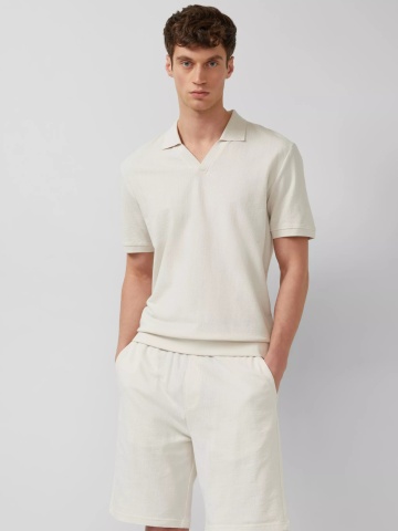 s.Oliver Tricou polo barbati cu anchior din jerseu de bumbac, Regular fit, Crem