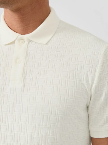 s.Oliver Tricou polo barbati din amestec de bumbac, Regular fit, Crem - Img 3