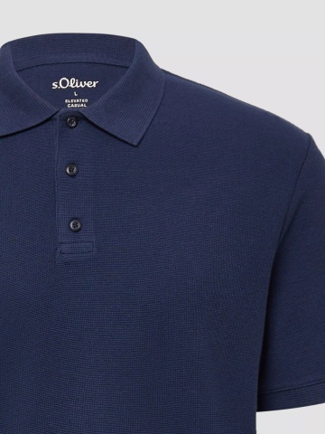 s.Oliver Tricou polo barbati, din piqué waffle, Regular fit, Bleumarin inchis - Img 5