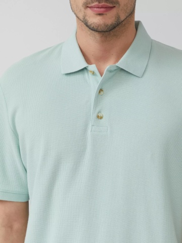 s.Oliver Tricou polo barbati, din piqué waffle, Regular fit, Turcoaz - Img 3