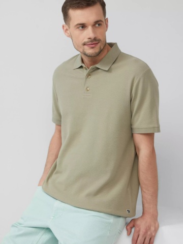 s.Oliver Tricou polo barbati, din piqué waffle, Regular fit, Verde masliniu - Img 3